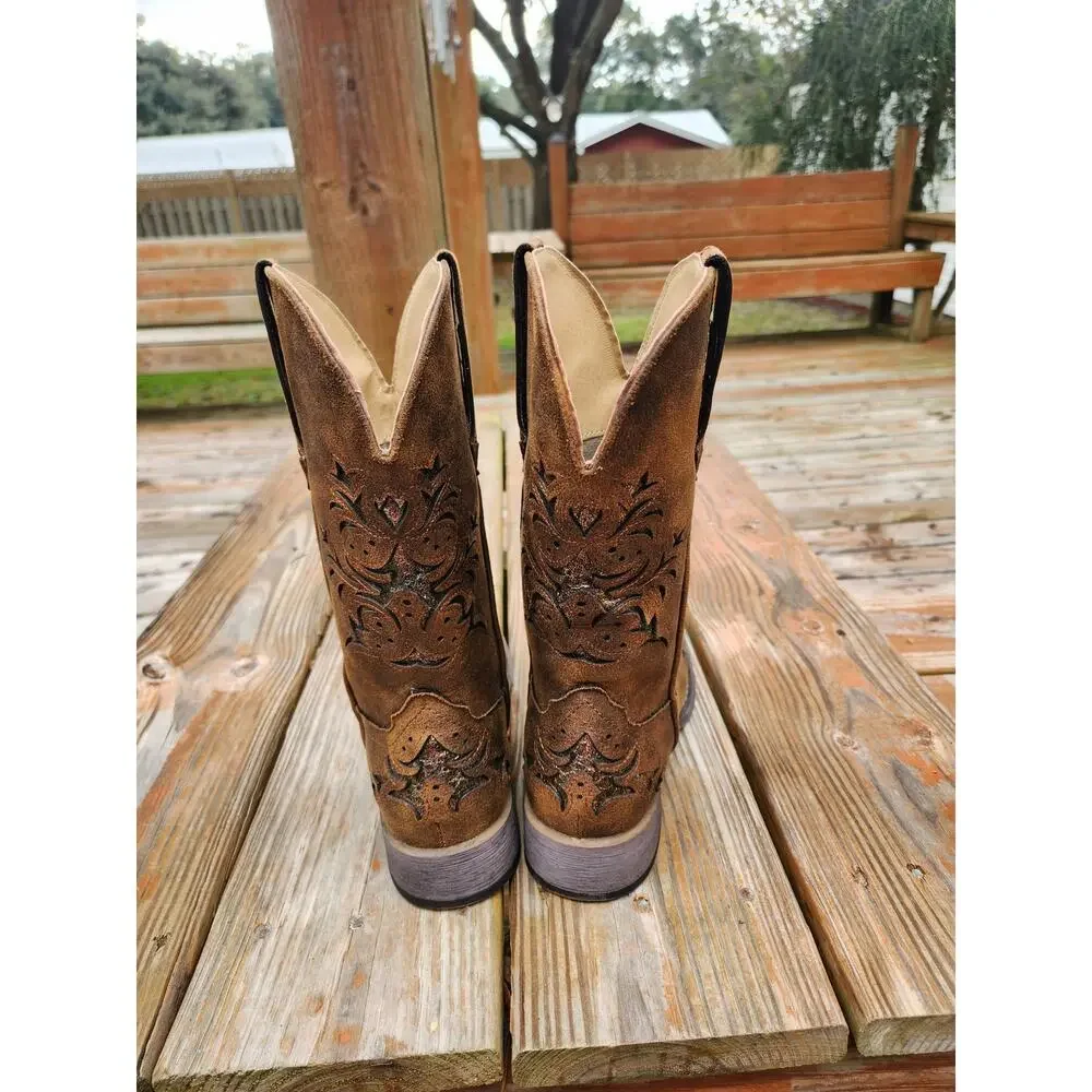 Roper Women's Kennedy Western Fashion Boots Brown Sz 6